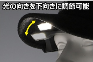 GENTOS HC-15Rの角度調整機構を撮影。照射方向を変えられる可動部構造がわかる写真